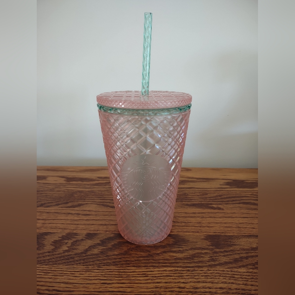 Starbucks Pink & Mint Iridescent Grande Tumbler with Mint Straw